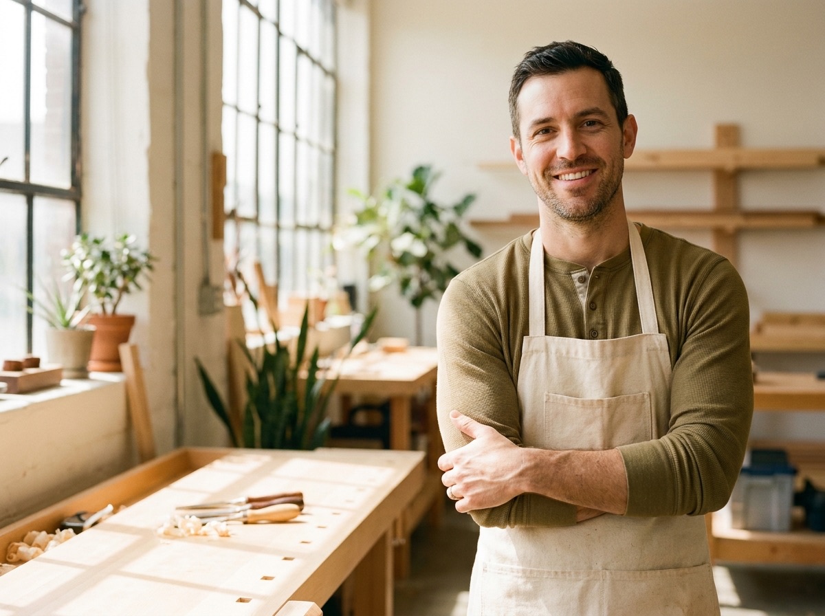A California small-business owner in his workshop